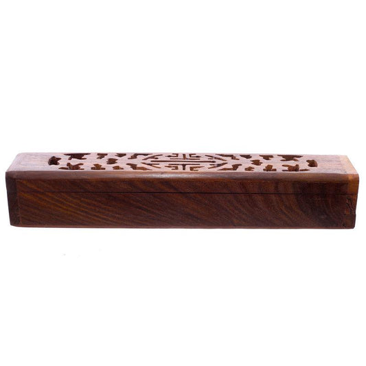 Decorative Sheesham Wood Carved Incense Box - DuvetDay.co.uk