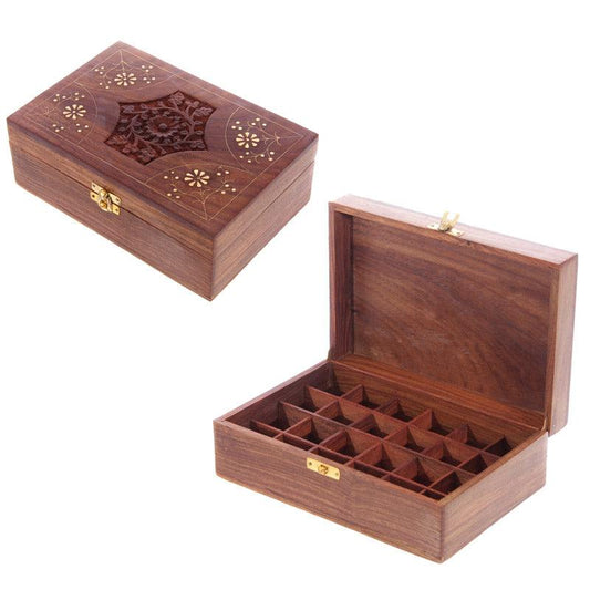 Decorative Sheesham Wood Floral Compartment Box Large - DuvetDay.co.uk