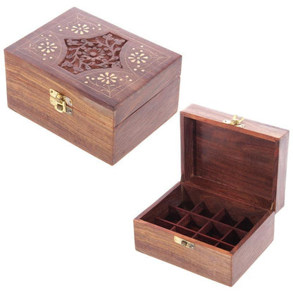 Decorative Sheesham Wood Floral Compartment Box Medium - DuvetDay.co.uk