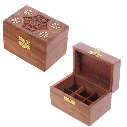Decorative Sheesham Wood Floral Compartment Box Small - DuvetDay.co.uk