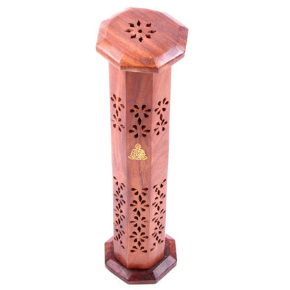 Decorative Sheesham Wood Incense Tower - DuvetDay.co.uk