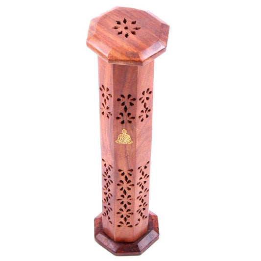 Decorative Sheesham Wood Incense Tower - DuvetDay.co.uk