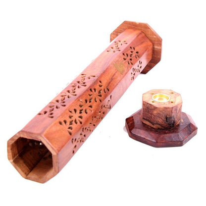 Decorative Sheesham Wood Incense Tower - DuvetDay.co.uk