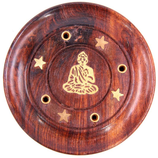 Decorative Sheesham Wood Round Buddha Ash Catcher