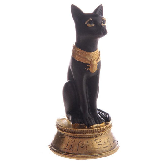 Decorative Small Black and Gold Bast Egyptian Figurine - DuvetDay.co.uk
