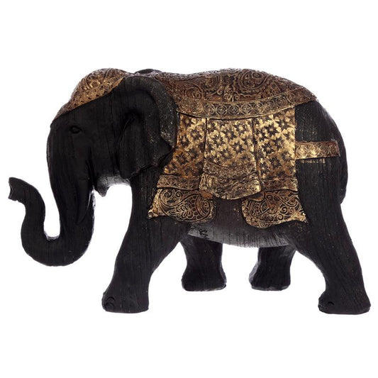 Decorative Thai Brushed Black and Gold Medium Elephant - DuvetDay.co.uk
