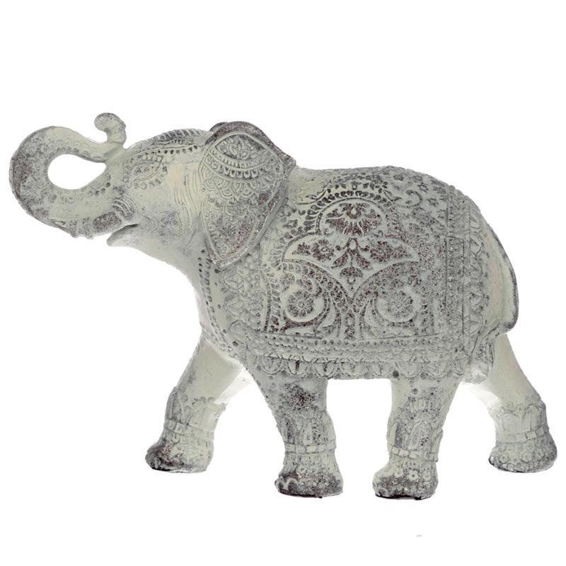 Decorative Thai Brushed White Medium Elephant