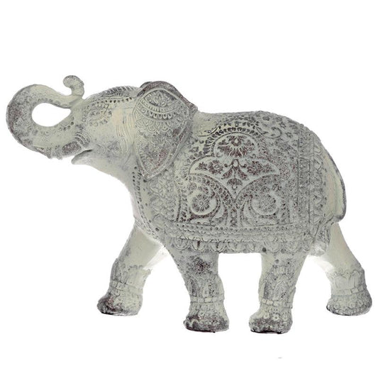 Decorative Thai Brushed White Medium Elephant - DuvetDay.co.uk