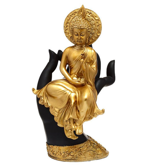 Decorative Thai Buddha Figurine - Gold Sitting in a Hand - DuvetDay.co.uk