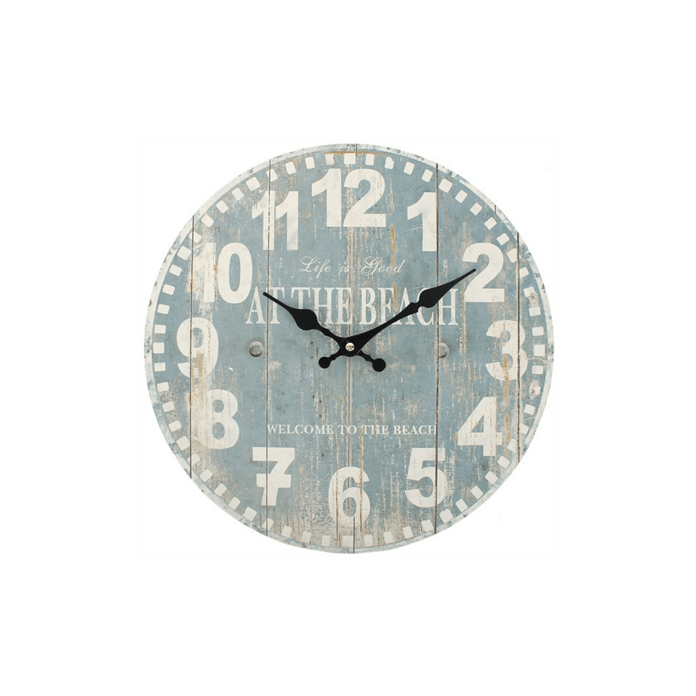 Distressed Look Blue Beach Wall Clock - DuvetDay.co.uk