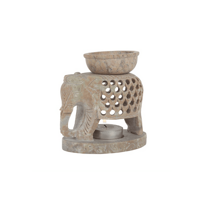 Downward Elephant Soapstone Oil Burner - DuvetDay.co.uk