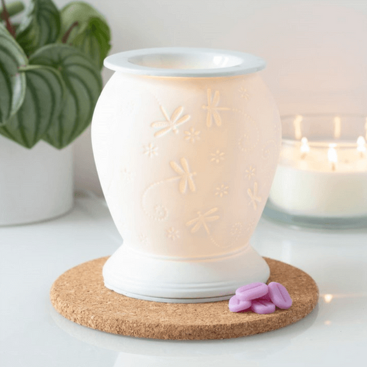 Dragonfly White Ceramic Electric Burner - DuvetDay.co.uk