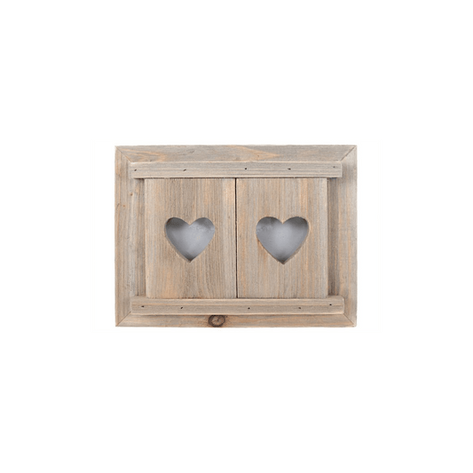 Driftwood Photo Frame With Heart Shutters - DuvetDay.co.uk