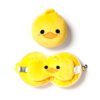 Duck Relaxeazzz Plush Round Travel Pillow & Eye Mask Set - DuvetDay.co.uk