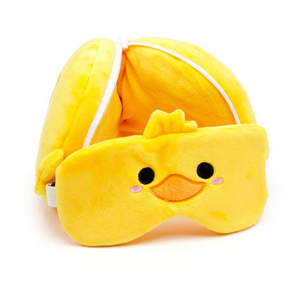 Duck Relaxeazzz Plush Round Travel Pillow & Eye Mask Set - DuvetDay.co.uk