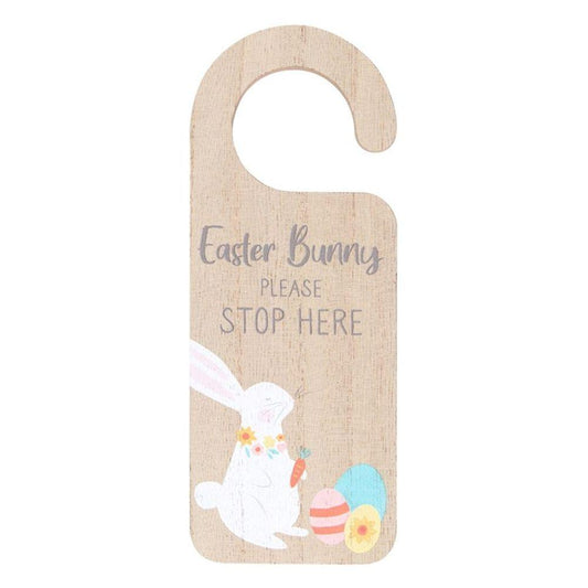 Easter Bunny Stop Here Door Hanger - DuvetDay.co.uk