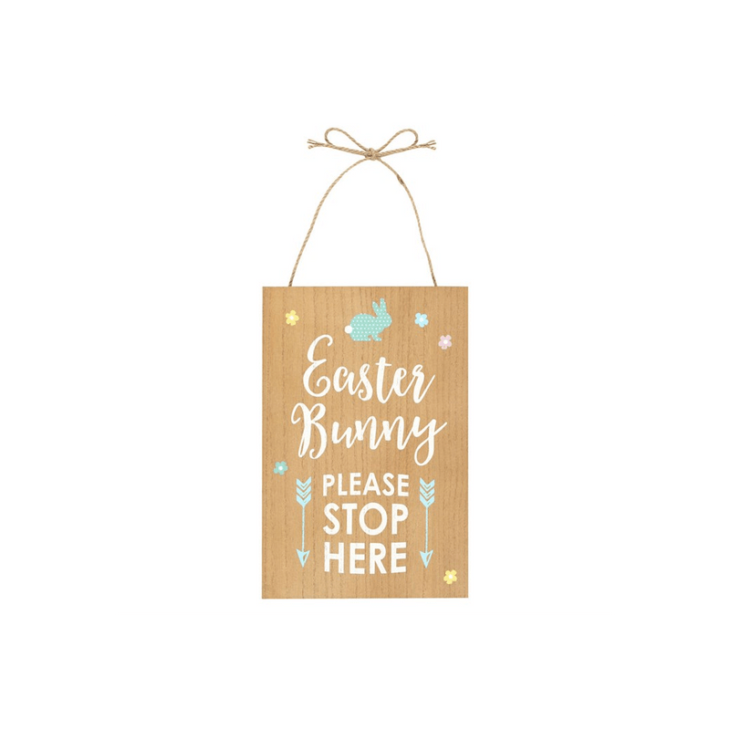 Easter Bunny Stop Here Hanging Sign - DuvetDay.co.uk