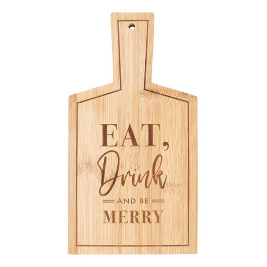 Eat, Drink and Be Merry Bamboo Serving Board - DuvetDay.co.uk
