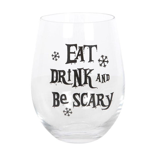 Eat, Drink & Be Scary Stemless Glass - DuvetDay.co.uk
