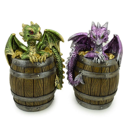 Elements Dragon Figurine - Barrel of Treasure - DuvetDay.co.uk
