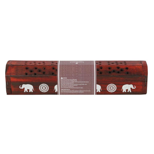 Elephant Wooden Rosewood Incense Box Set - DuvetDay.co.uk