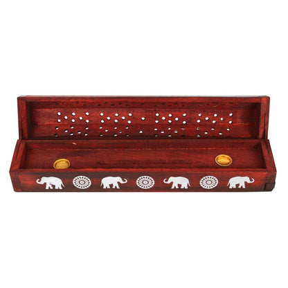 Elephant Wooden Rosewood Incense Box Set - DuvetDay.co.uk