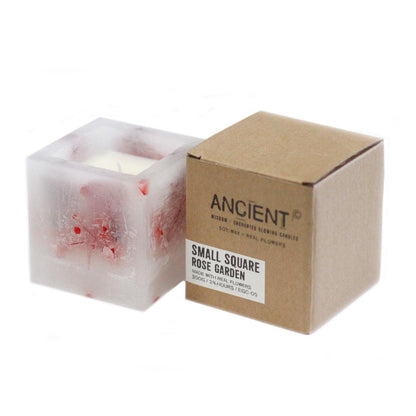 Enchanted Candle - Small Square Jar - Rose - DuvetDay.co.uk