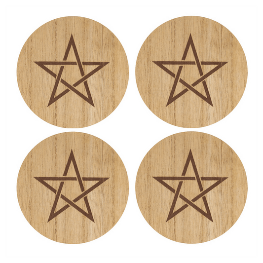 Engraved Pentagram Coaster Set - DuvetDay.co.uk