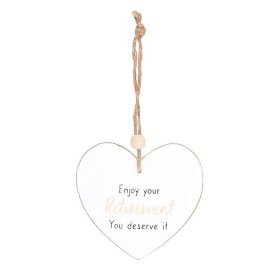 Enjoy Your Retirement Hanging Heart Sentiment Sign - DuvetDay.co.uk