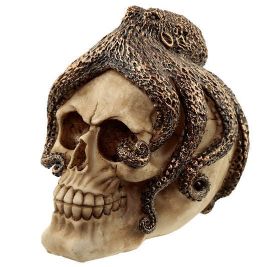 Fantasy Bronze Octopus Skull Ornament - DuvetDay.co.uk