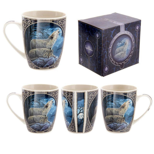 Fantasy Howling Wolf Design Porcelain Mug - DuvetDay.co.uk