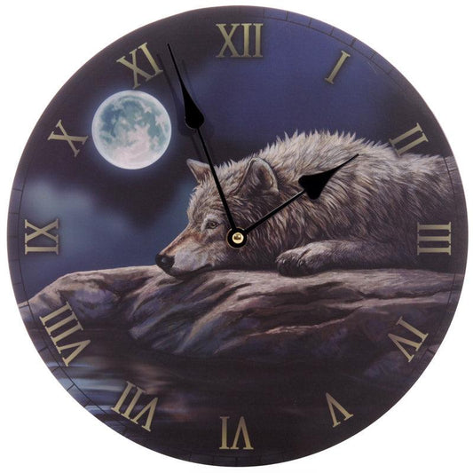 Fantasy Quiet Reflection Wolf Decorative Wall Clock - DuvetDay.co.uk
