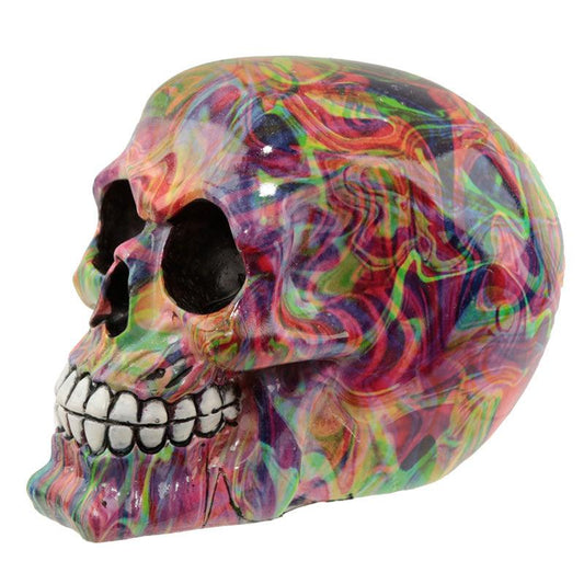 Fantasy Rainbow Marble Skull Ornament - DuvetDay.co.uk