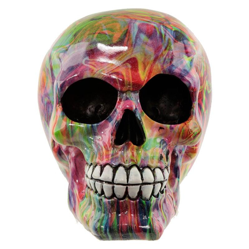 Fantasy Rainbow Marble Skull Ornament - DuvetDay.co.uk