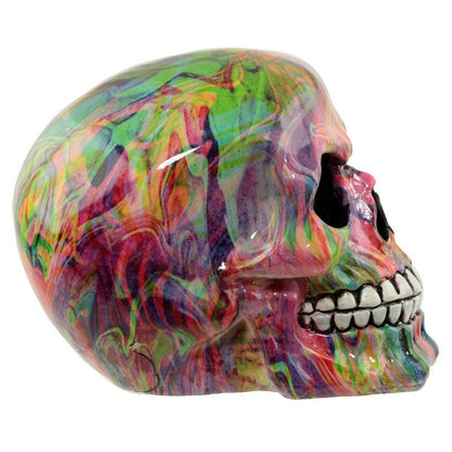 Fantasy Rainbow Marble Skull Ornament - DuvetDay.co.uk