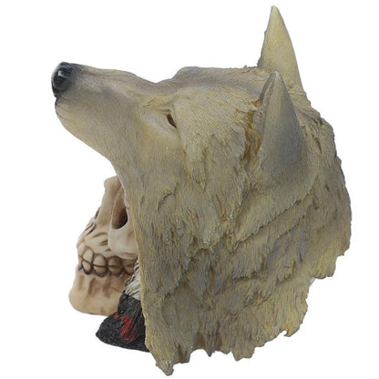 Fantasy Skull with Wolf Head Ornament - DuvetDay.co.uk