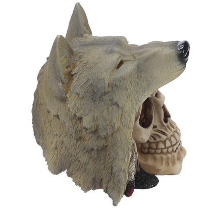 Fantasy Skull with Wolf Head Ornament - DuvetDay.co.uk