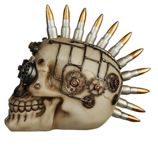 Fantasy Steampunk Skull Ornament - Bullet Mohican - DuvetDay.co.uk