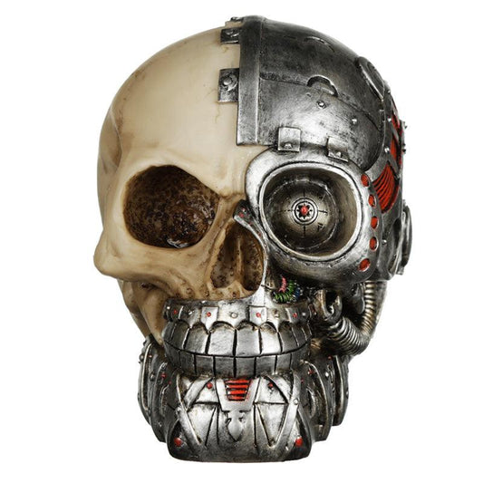 Fantasy Steampunk Skull Ornament - Half Robot Head - DuvetDay.co.uk
