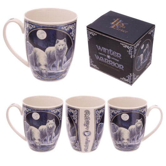 Fantasy Winter Warrior Wolf Design Porcelain Mug - DuvetDay.co.uk