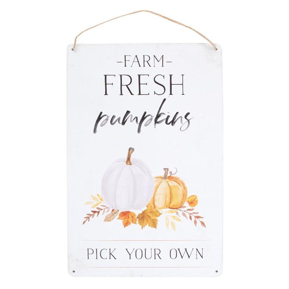 Farm Fresh Pumpkins Metal Hanging Sign - DuvetDay.co.uk