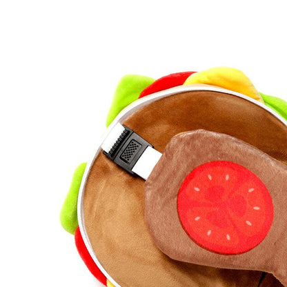Fast Food Burger Relaxeazzz Plush Round Travel Pillow & Eye Mask Set - DuvetDay.co.uk