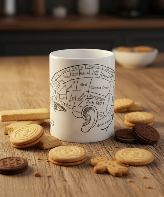 Favourite Biscuit Brain Gift Mug. Thinking of biscuits?