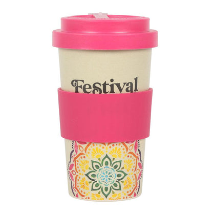 Festival Fuel Mandala Bamboo Eco Travel Mug - DuvetDay.co.uk