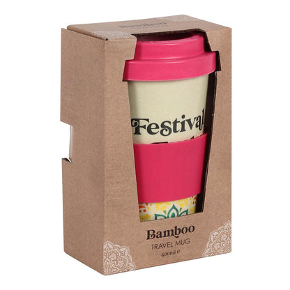 Festival Fuel Mandala Bamboo Eco Travel Mug - DuvetDay.co.uk