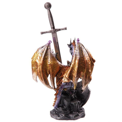 Fire Shield Dark Legends Dragon Figurine - DuvetDay.co.uk