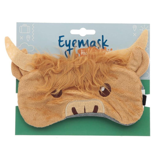 Fun Eye Mask - Plush Highland Coo Cow - DuvetDay.co.uk