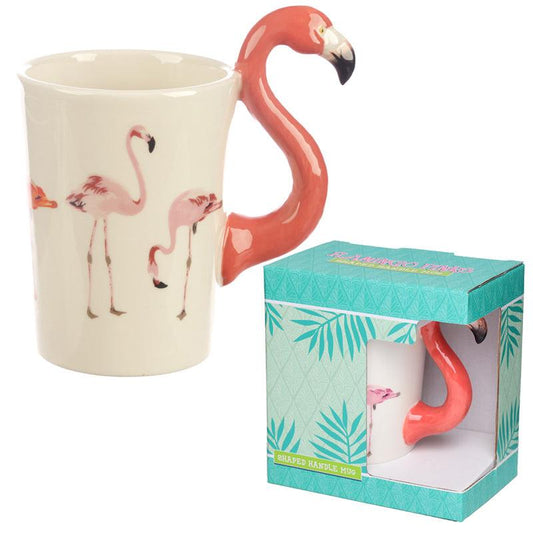 Fun Flamingo Shaped Handle Ceramic Mug - DuvetDay.co.uk