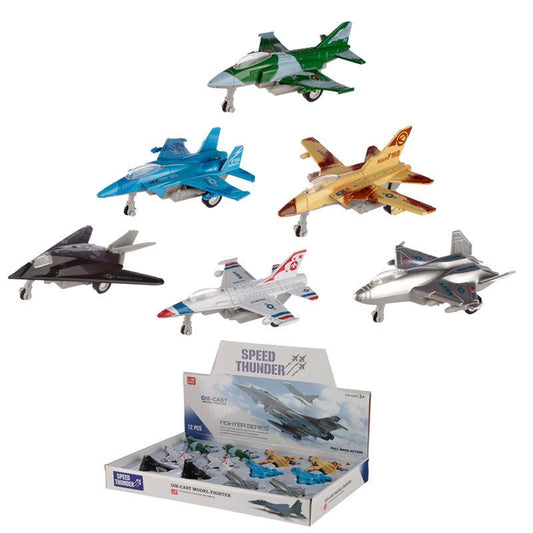 Fun Kids Pull Back Fighter Jet Plane Toy - DuvetDay.co.uk