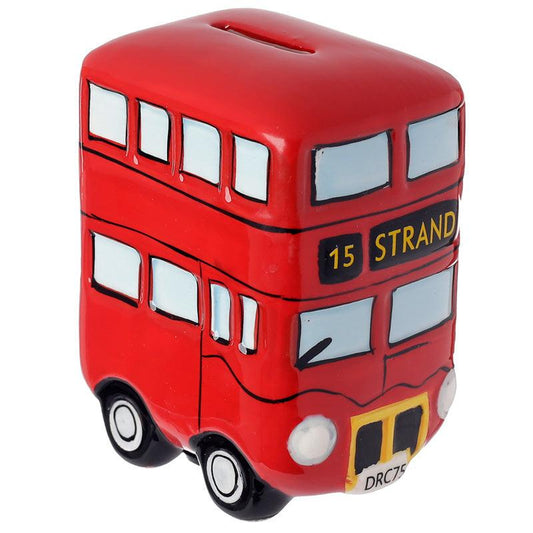 Fun Novelty Ceramic Red Routemaster Bus Money Box - DuvetDay.co.uk